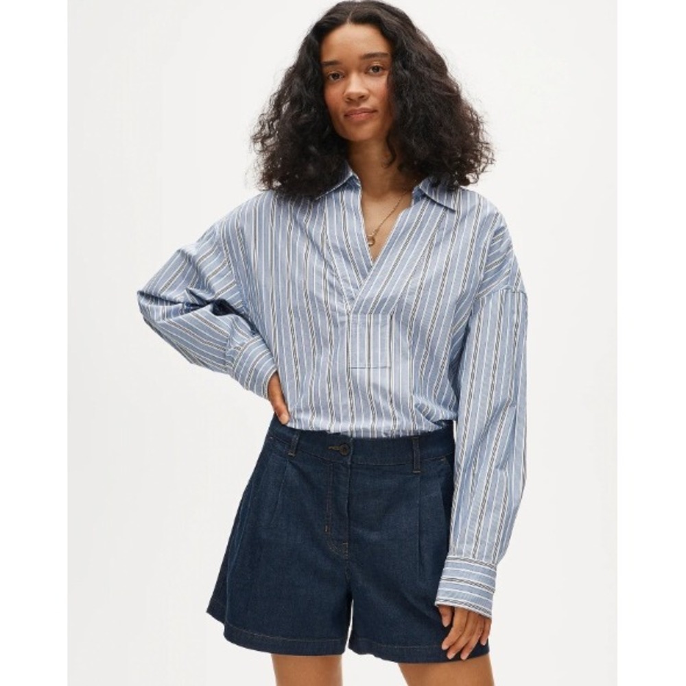 NEW J.Crew Pleated Denim Shorts 27 Blue Womens Casual Summer CS483